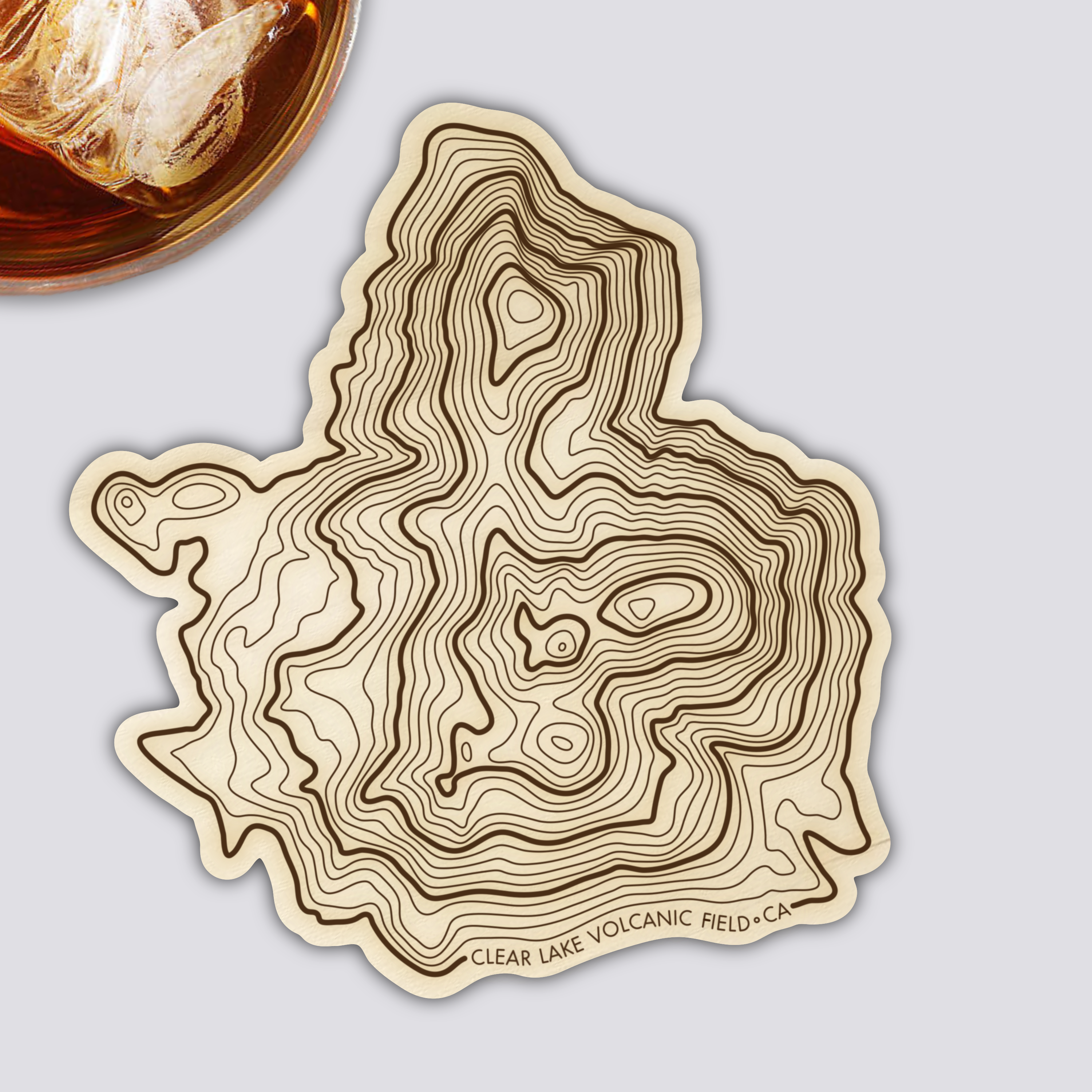 California Volcano Coasters Set | Handmade Wooden Coaster | California Mountain Maps