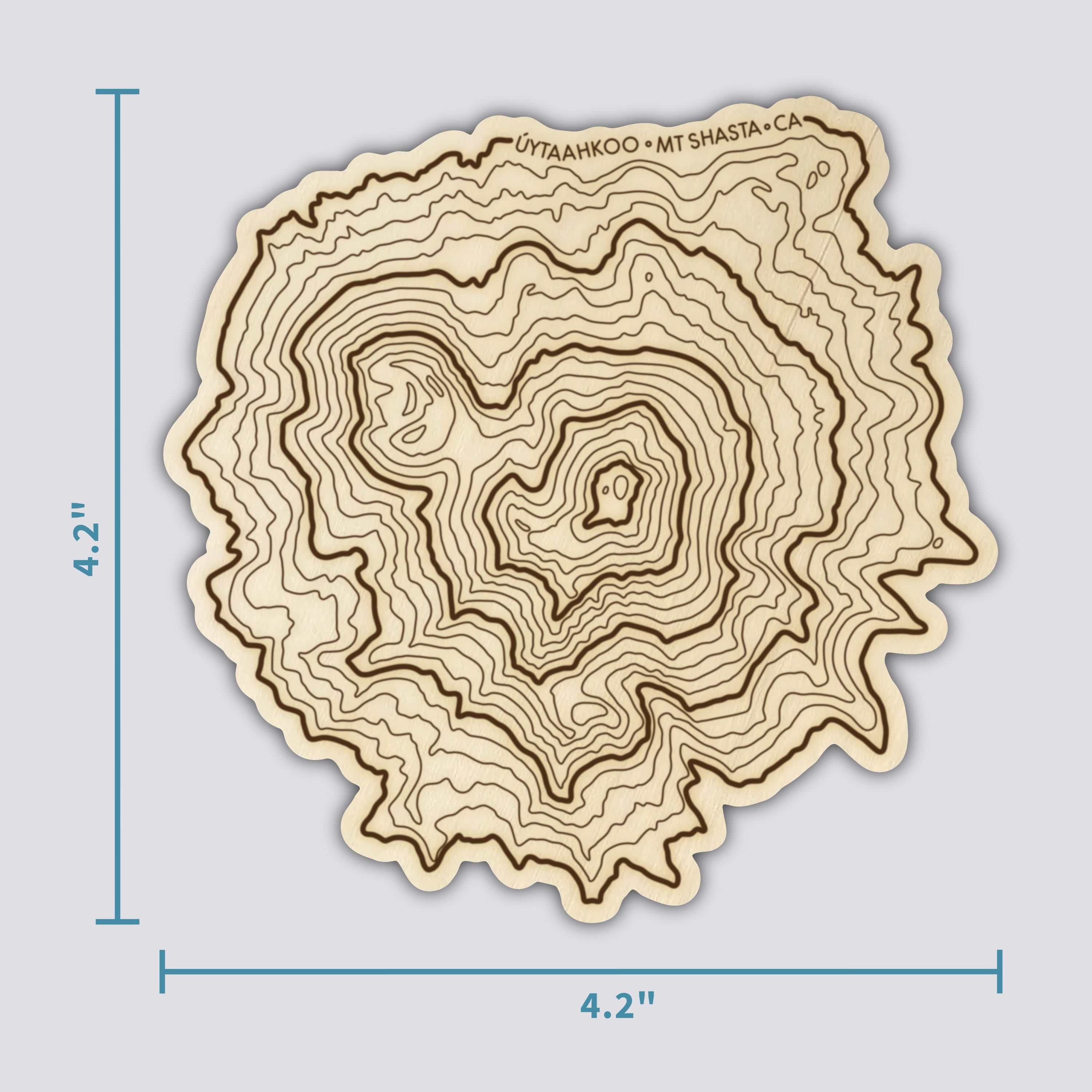 Mt Shasta Coaster | Wood Coaster Topography Map | California Mountain Art