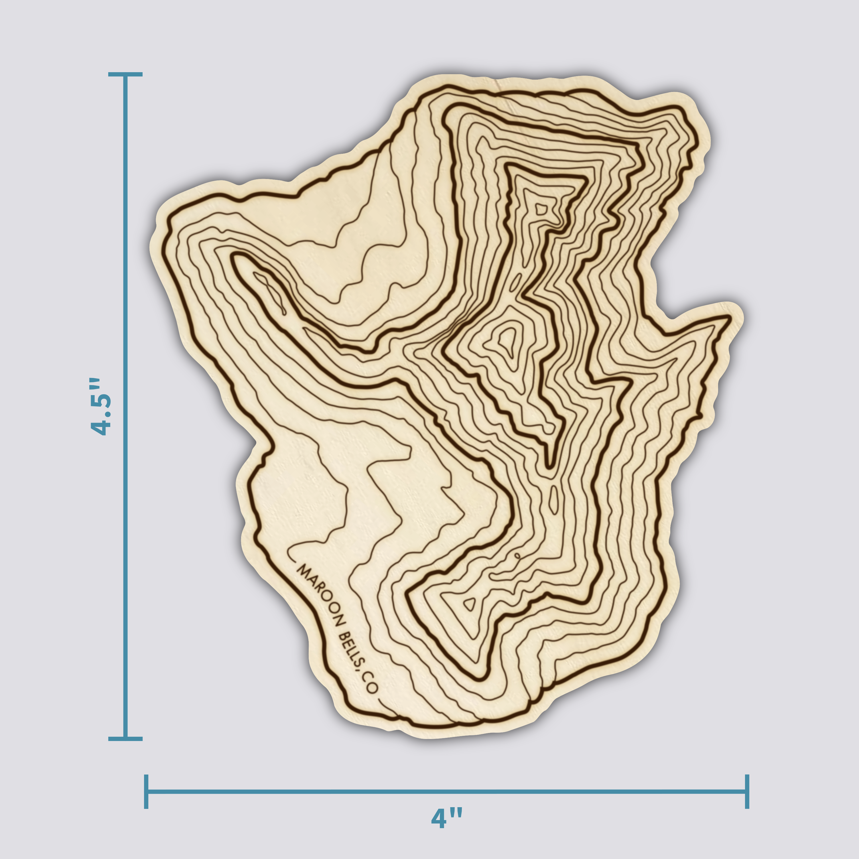 Maroon Bells Coaster | Wood Coaster Topography Map | Colorado Mountain Art