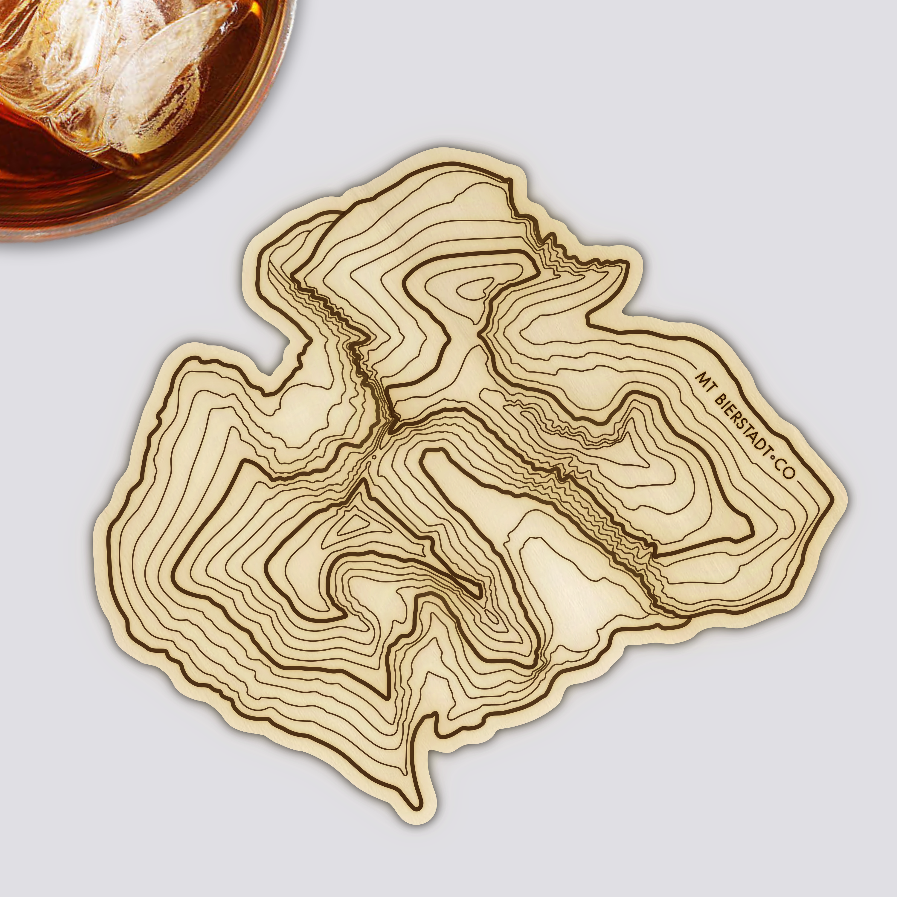 Mt Bierstadt Coaster | Wood Coaster Topography Map | Colorado Mountain Art