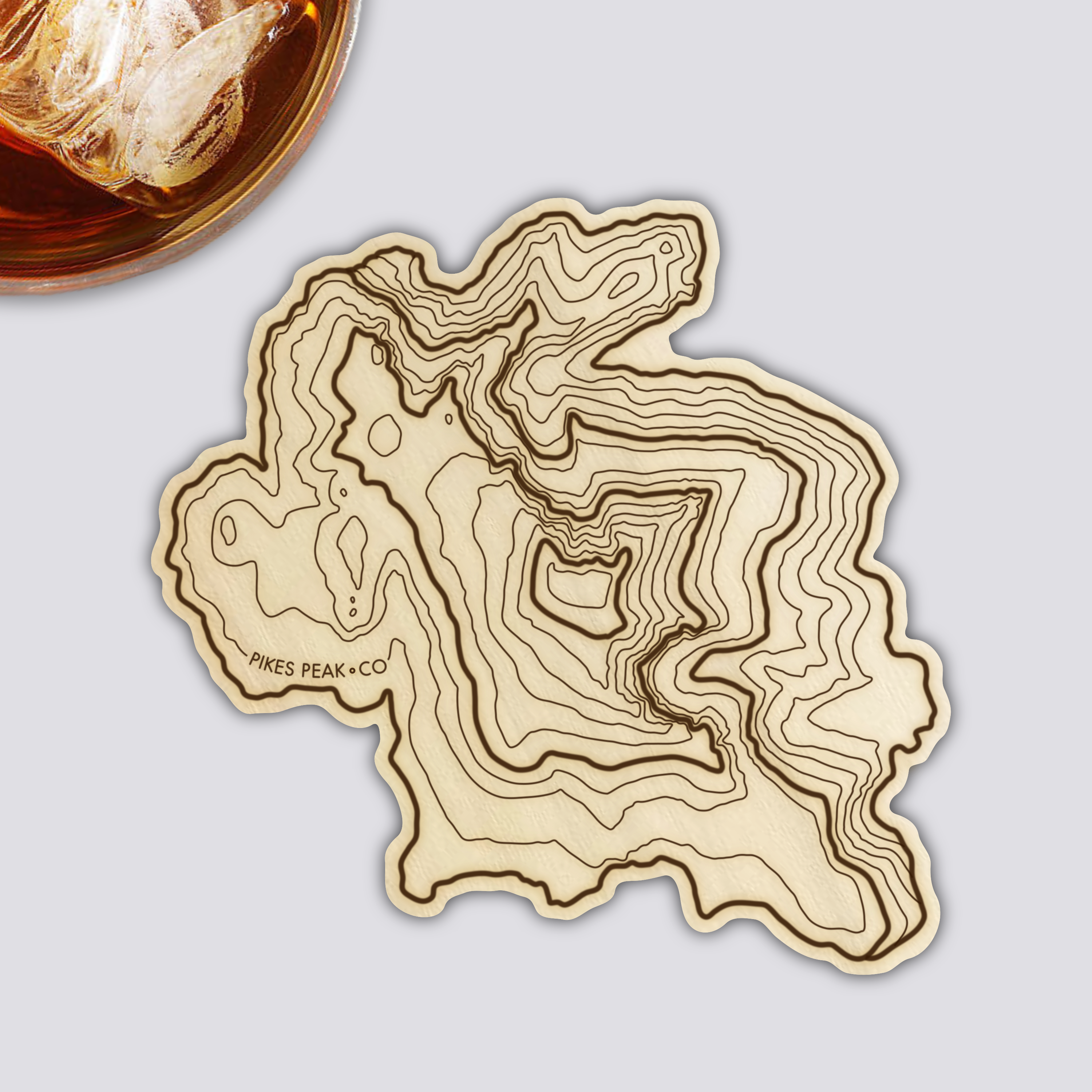 Pikes Peak Coaster | Wood Coaster Topography Map | Colorado Mountain Art