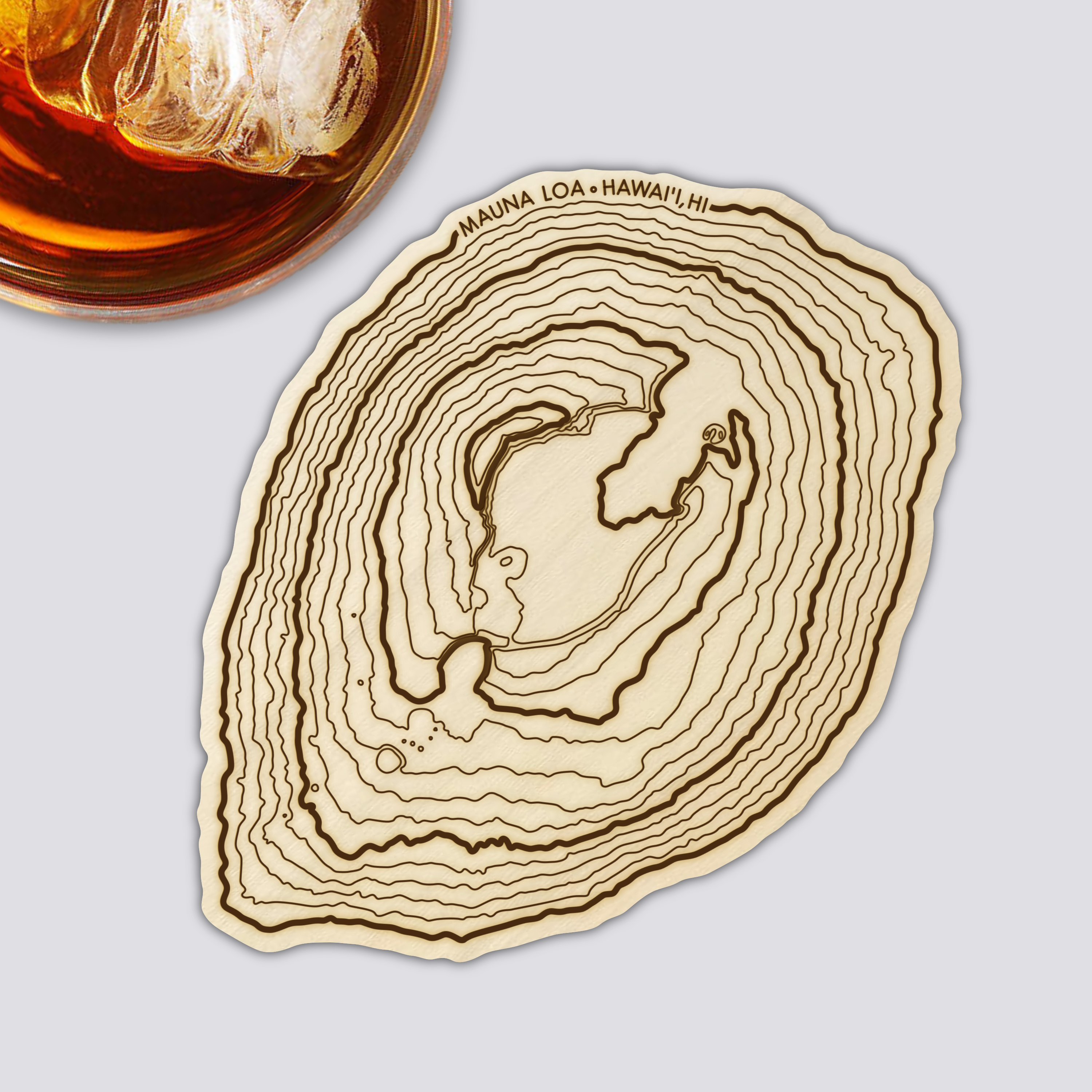 Mauna Loa Coaster Coaster | Wood Coaster Topography Map | Hawaiian Volcano