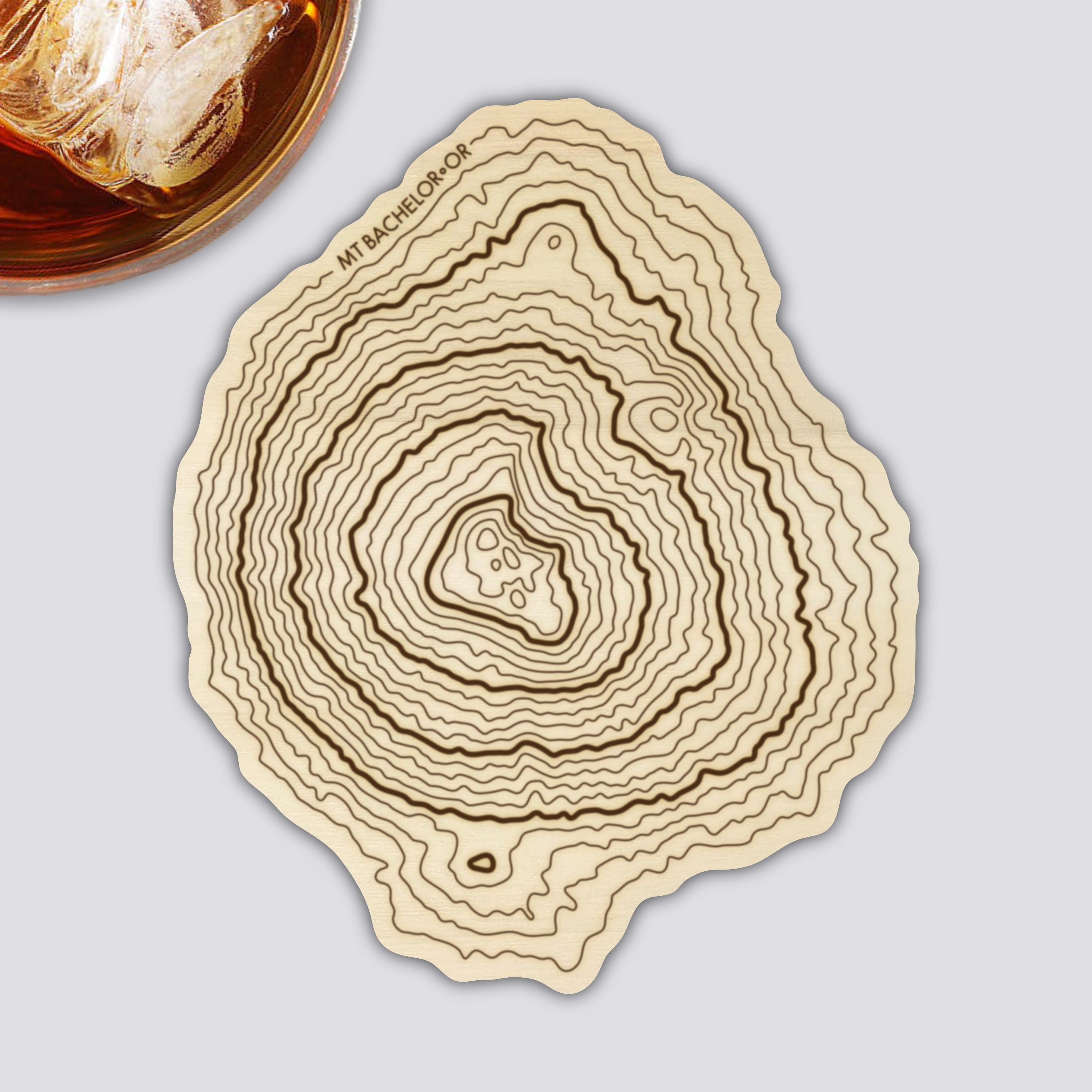Mt Bachelor Coaster | Wood Coaster Topography Map | Oregon Mountain Art