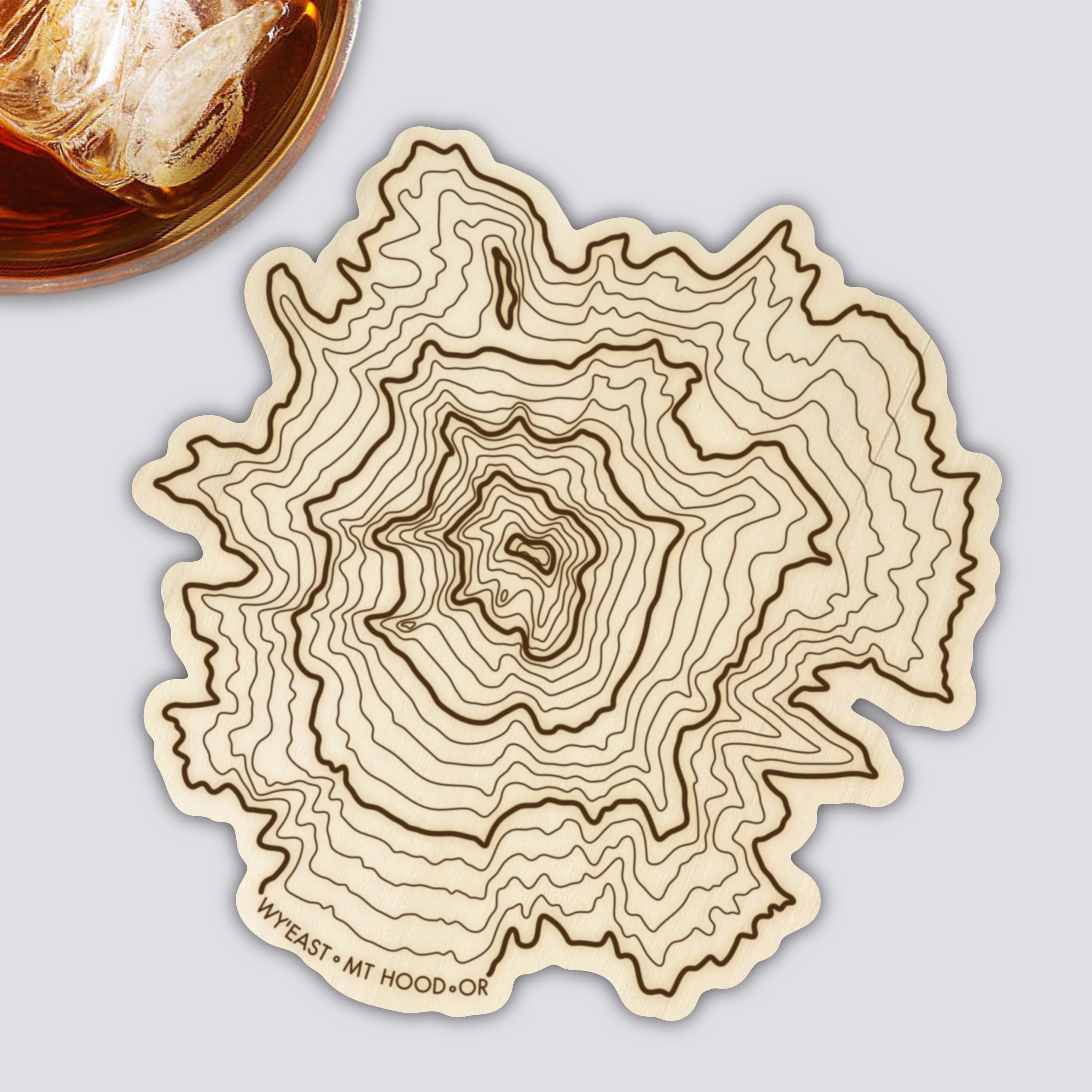 Oregon Volcanoes Coaster Set | Handmade Wooden Coaster | Oregon Mountain Map