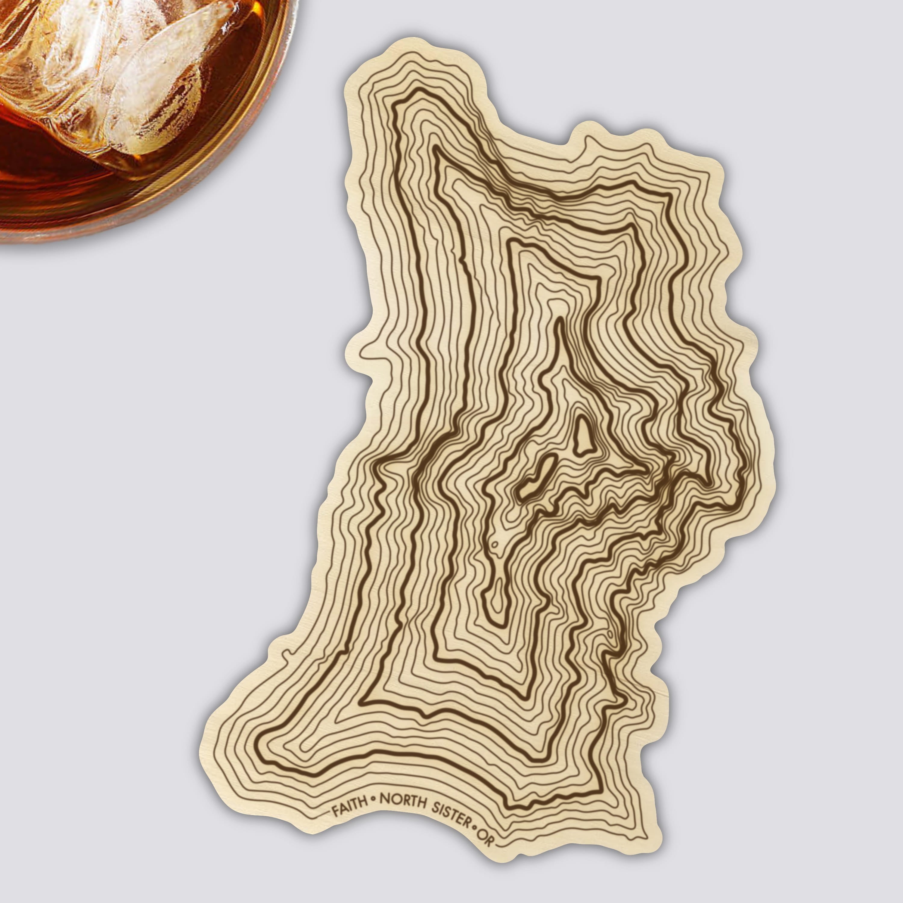 Three Sisters Coaster Set | Handmade Wooden Coaster | Oregon Mountain Maps