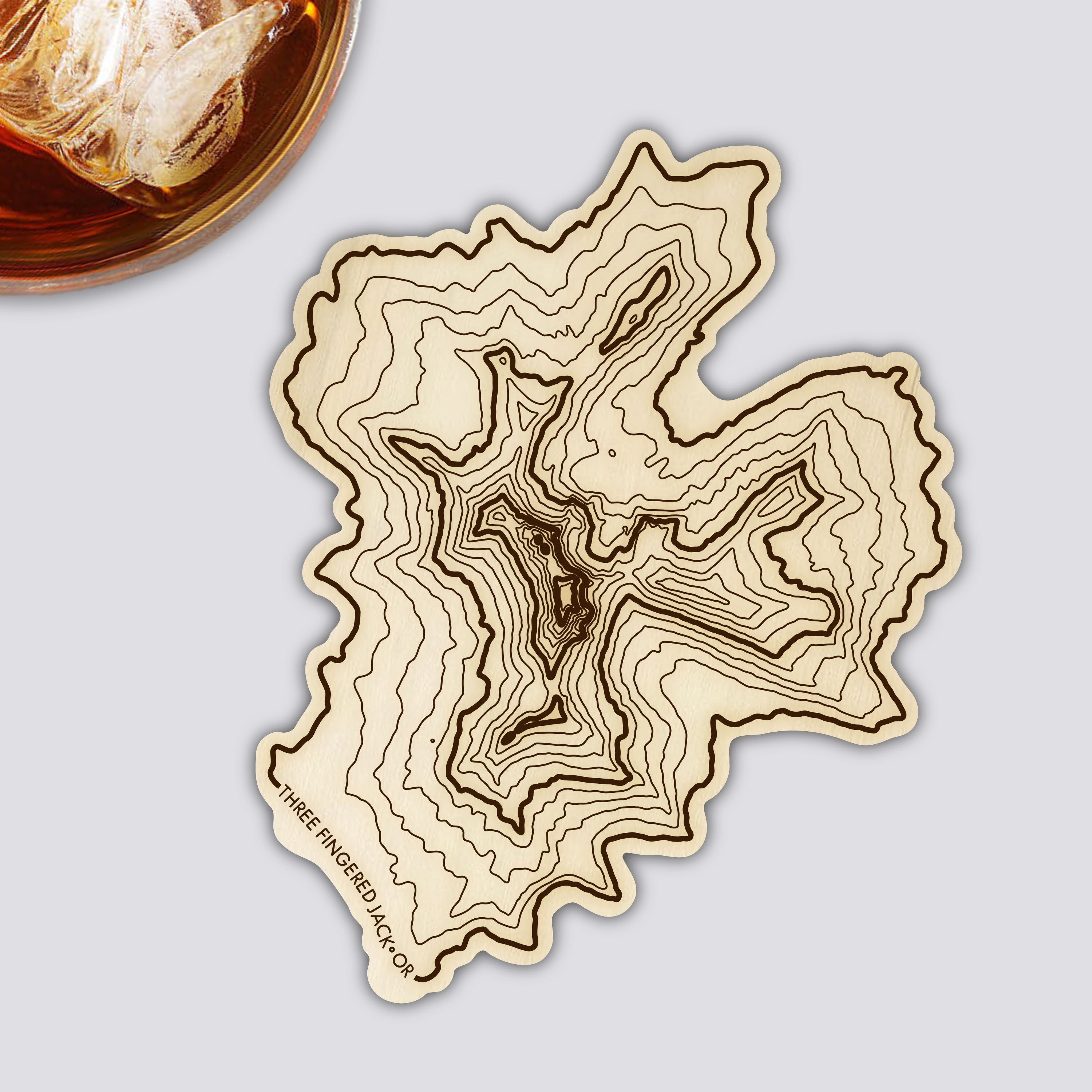 Three Fingered Jack Coaster | Wood Coaster Topography Map | Oregon Mountain