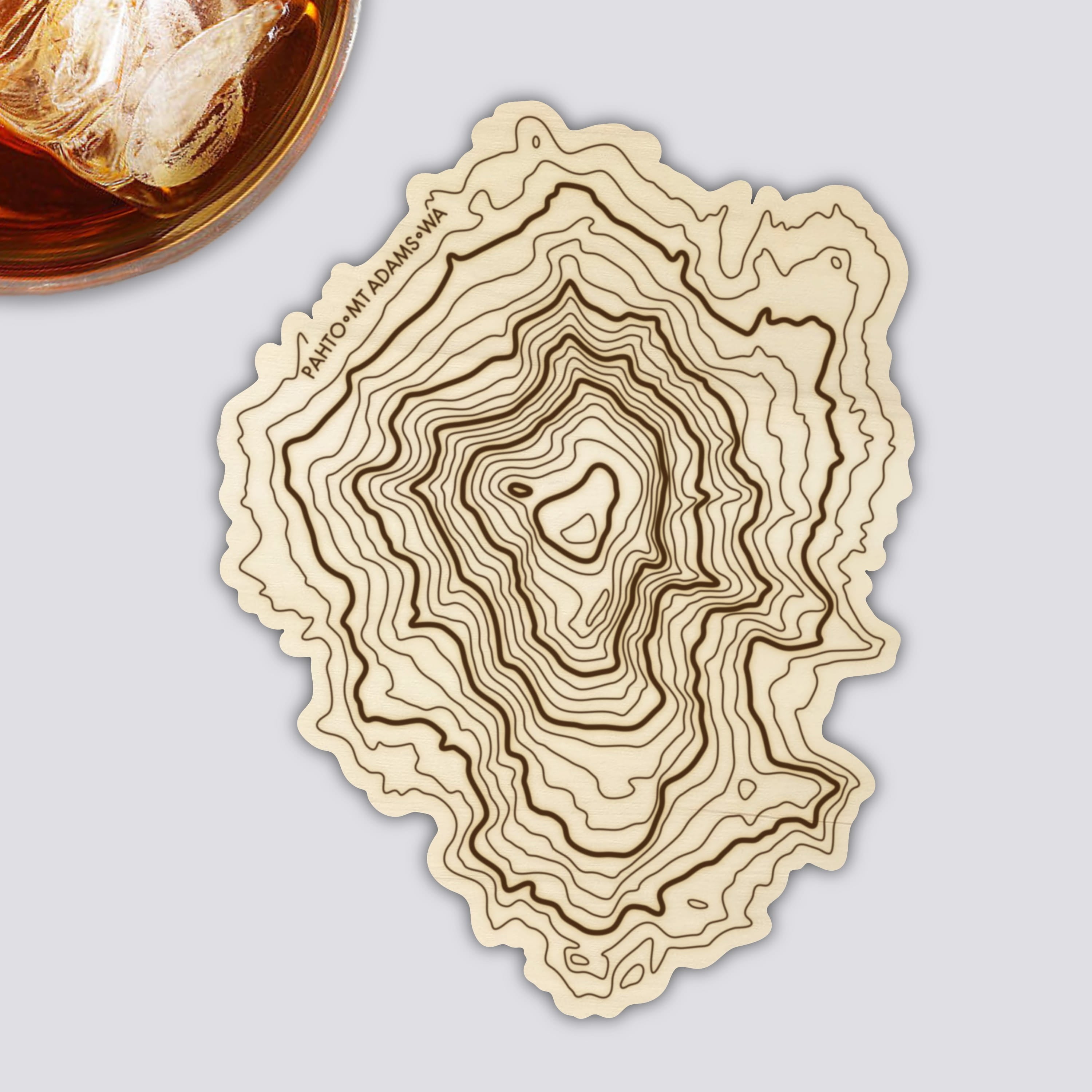 Mt Adams Coaster | Wood Coaster Topography Map | Washington Mountain Art