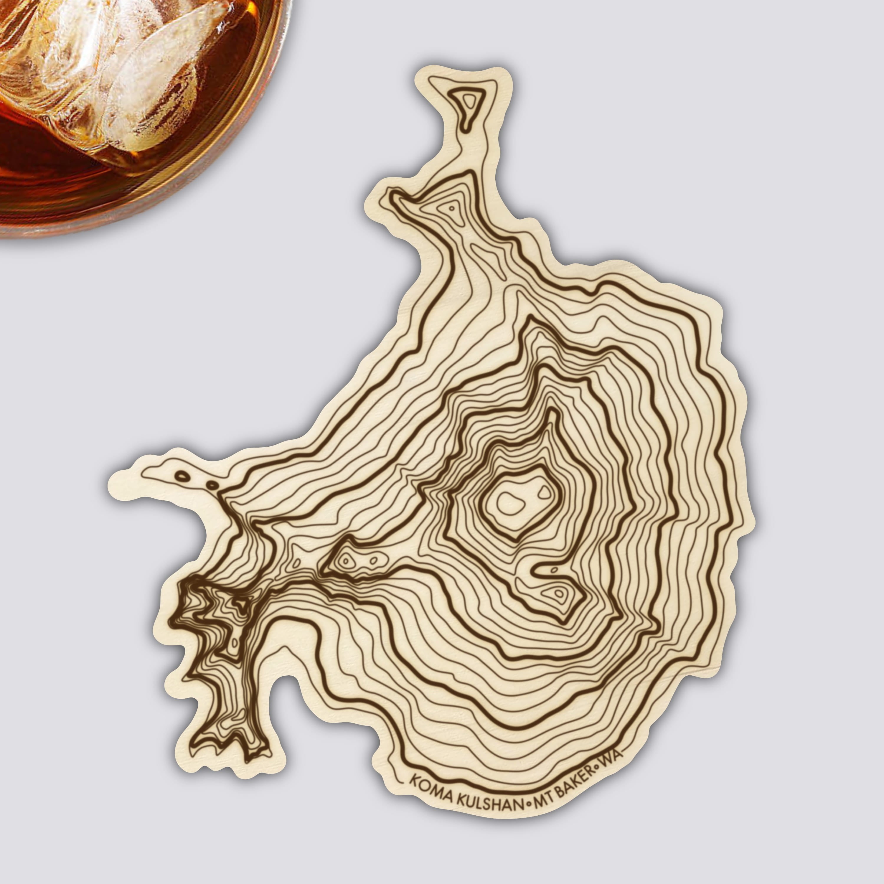 Mt Baker Coaster | Wood Coaster Topography Map | Washington Mountain Art