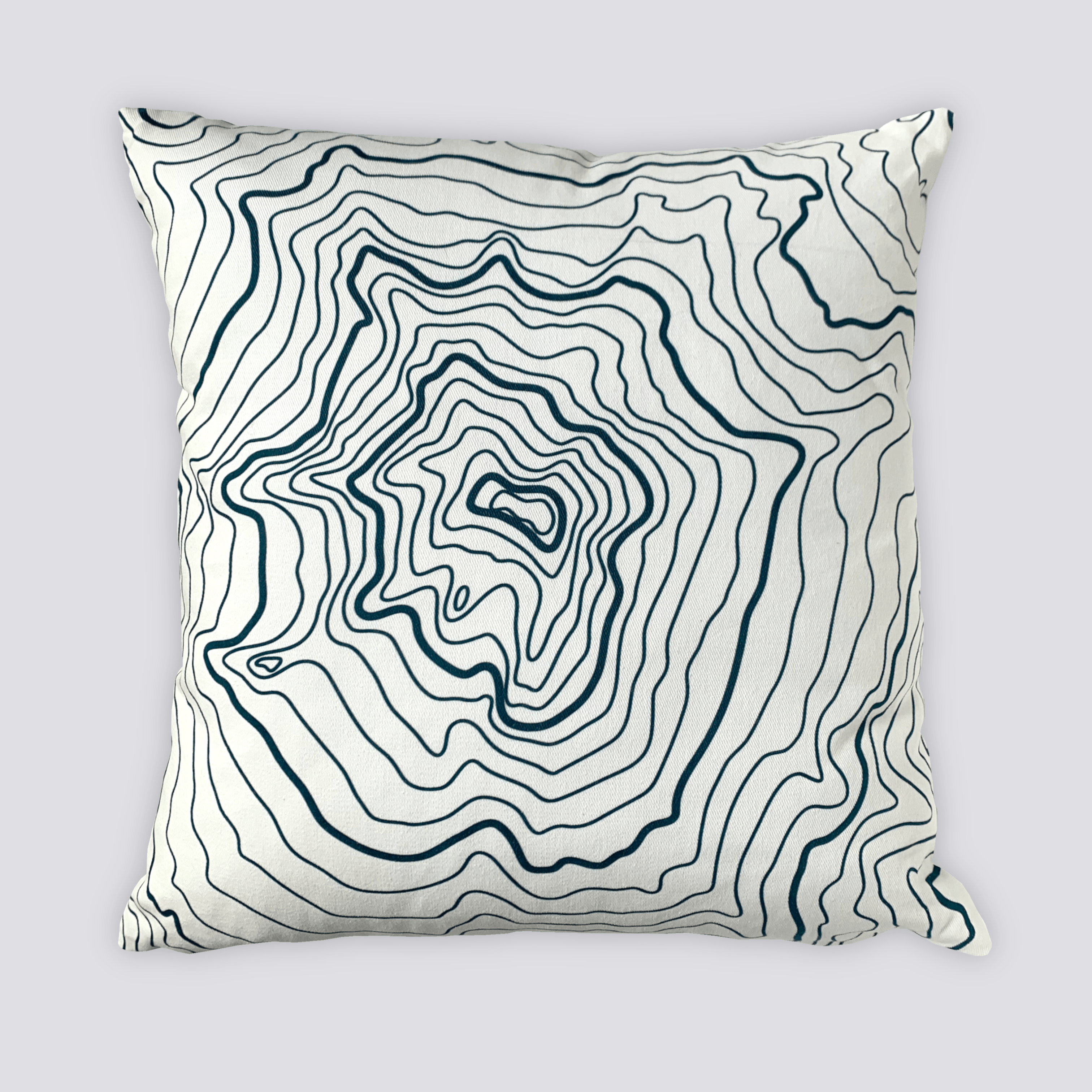 Mt Hood Topography Linen Pillow - Cream & Evergreen