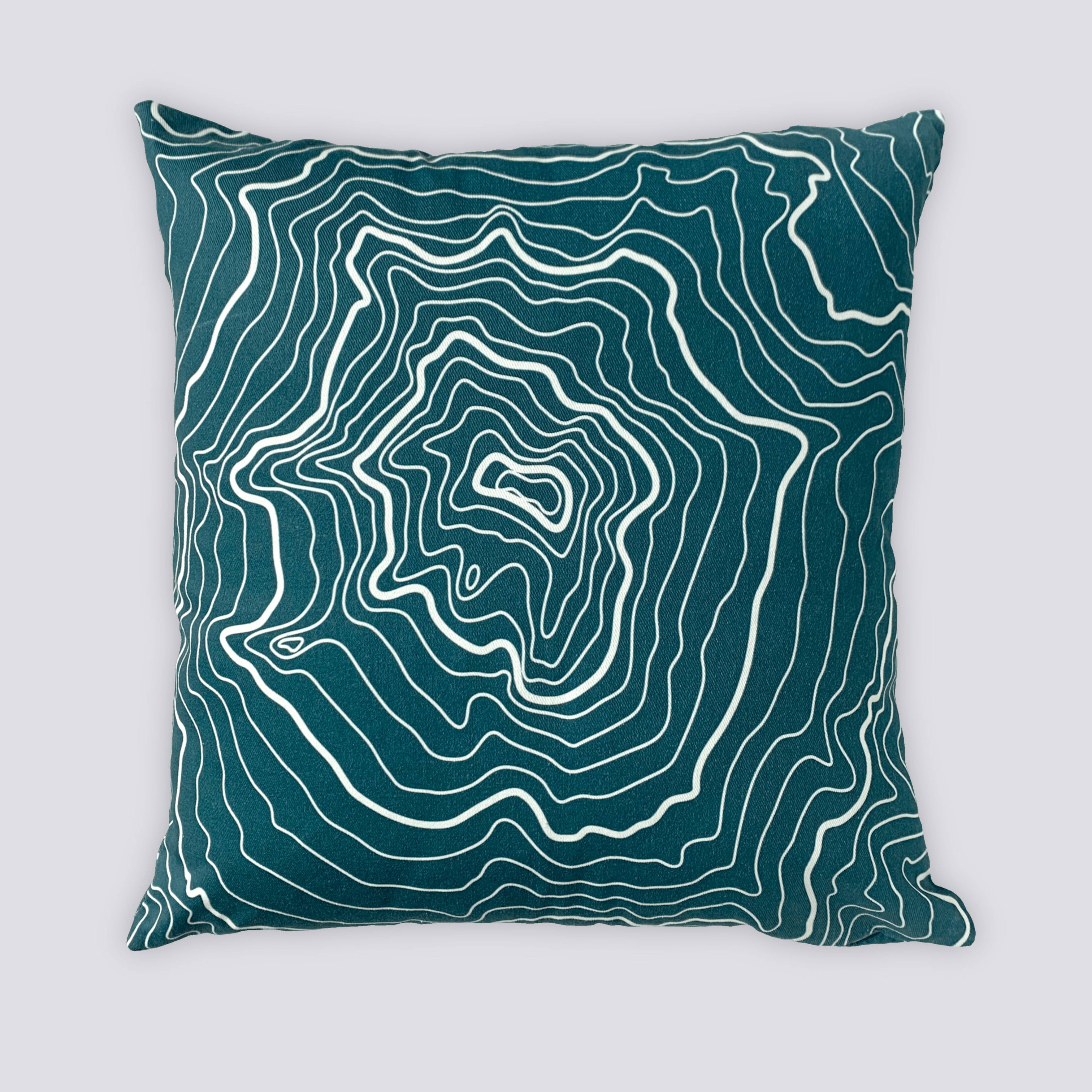 Mt Hood Topography Linen Pillow - Evergreen & Cream