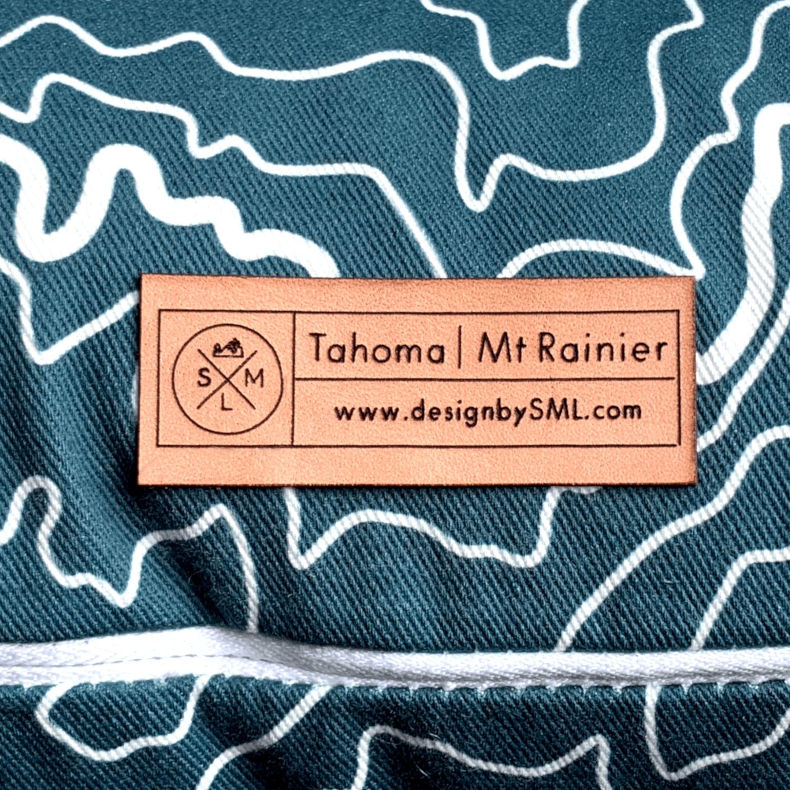 Mt Rainier Topography Linen Pillow - Evergreen & Cream
