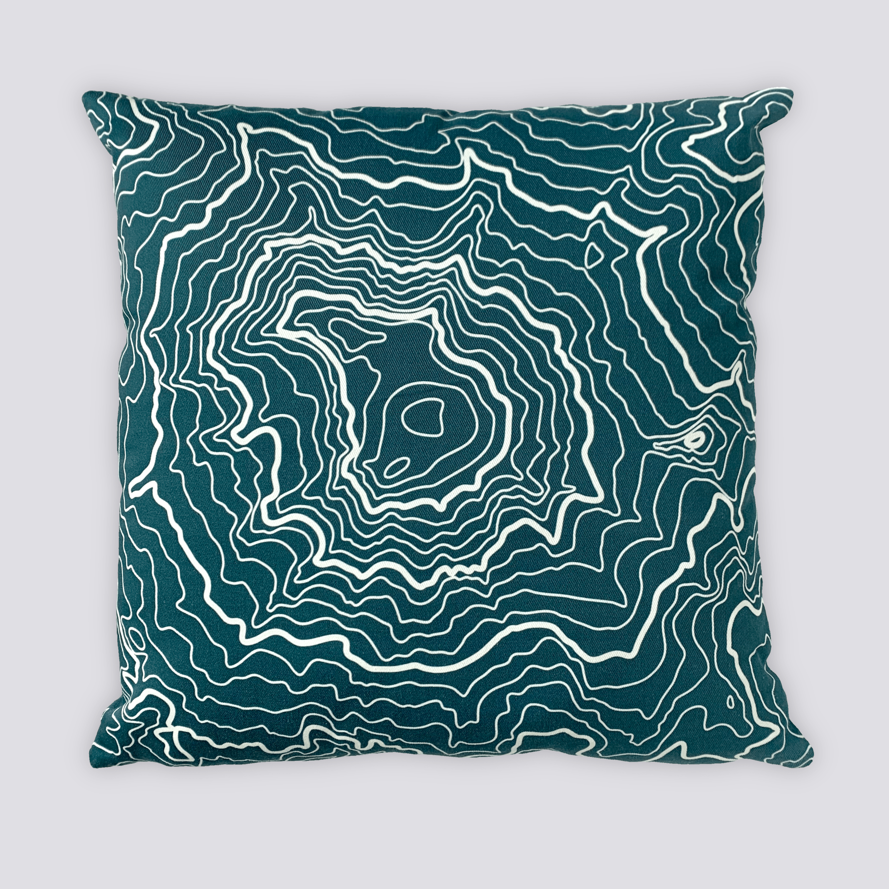 Mt Rainier Topography Linen Pillow - Evergreen & Cream