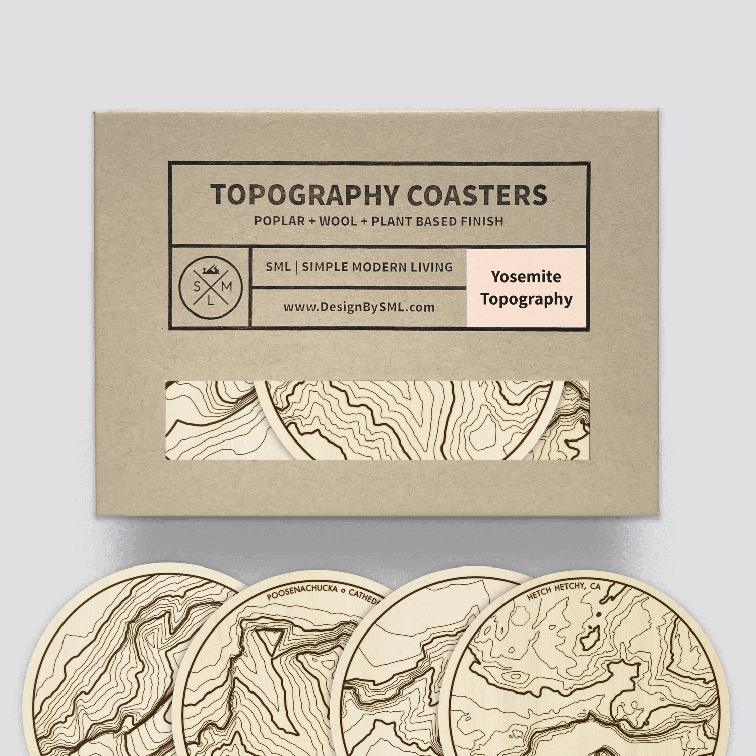 Yosemite Topography Coasters - Set of 4