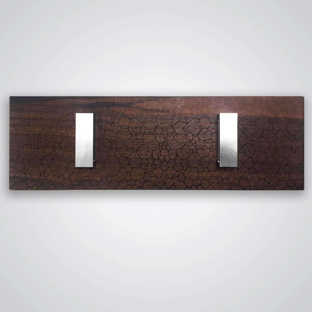 Fractal Coat Hanger in Dark Wood - 2 Hooks