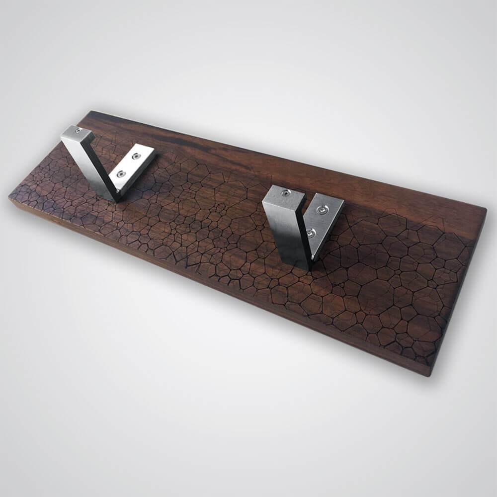 Fractal Coat Hanger in Dark Wood - 2 Hooks
