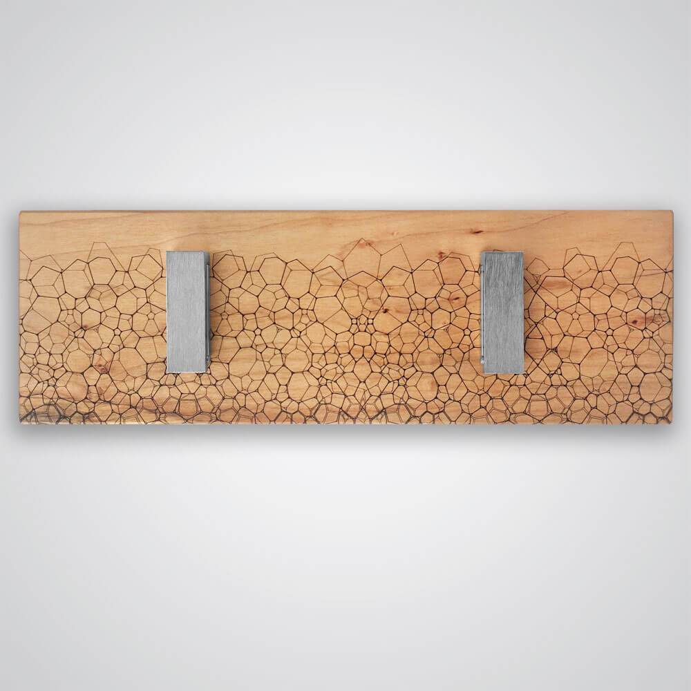 Fractal Coat Hanger in Light Wood - 2 Hooks