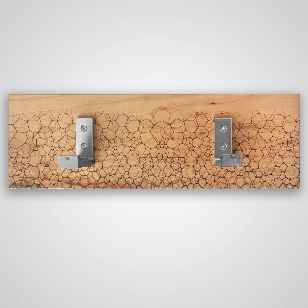 Fractal Coat Hanger in Light Wood - 2 Hooks