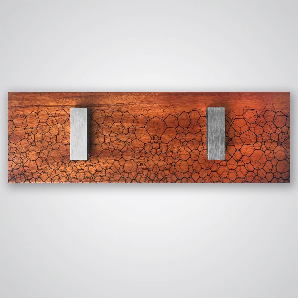 Fractal Coat Hanger in Red Wood - 2 Hooks