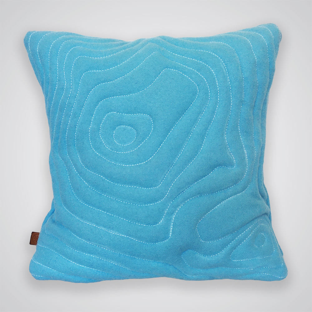 Mt Baker Topography Pillow - Glacier Blue Wool