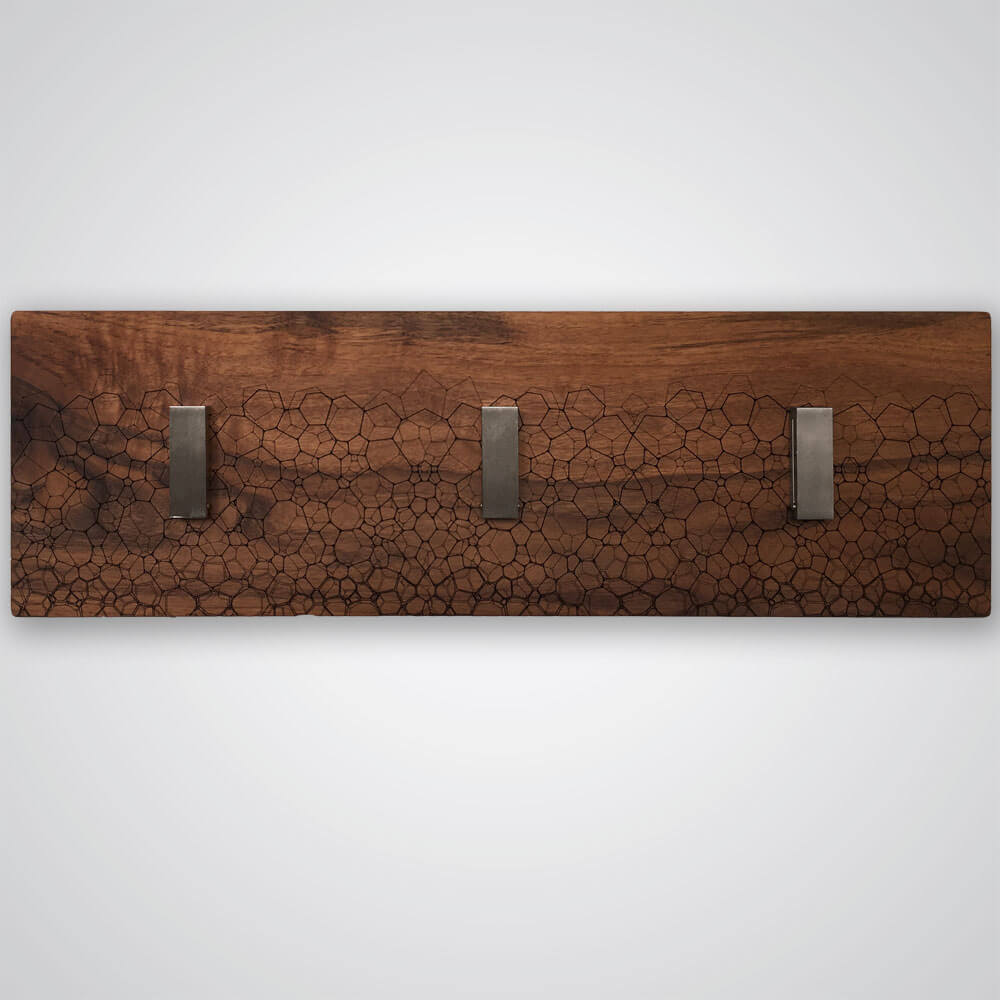 Fractal Coat Hanger in Dark Wood - 3 Hooks