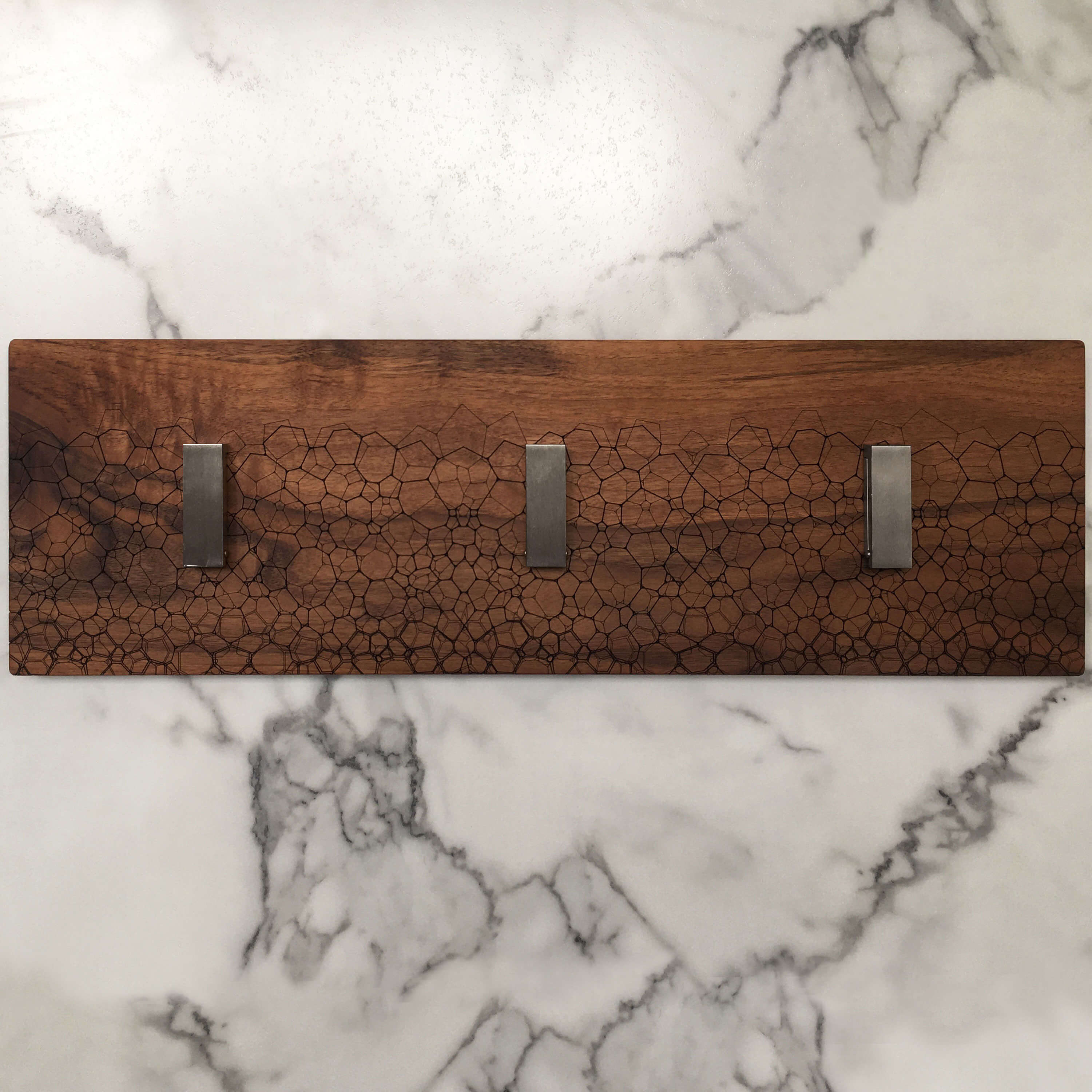 Fractal Coat Hanger in Dark Wood - 3 Hooks