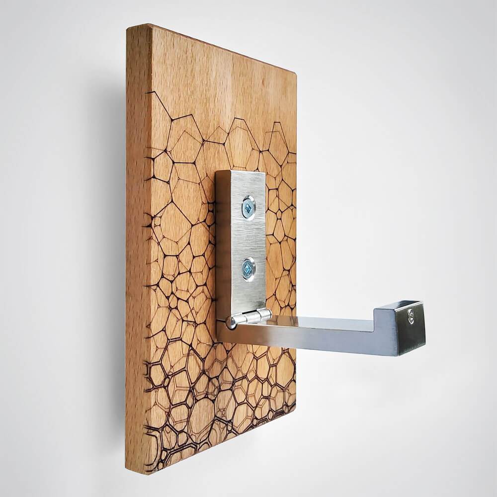 Fractal Coat Hanger in Light Wood - 1 Hook Design by SML 