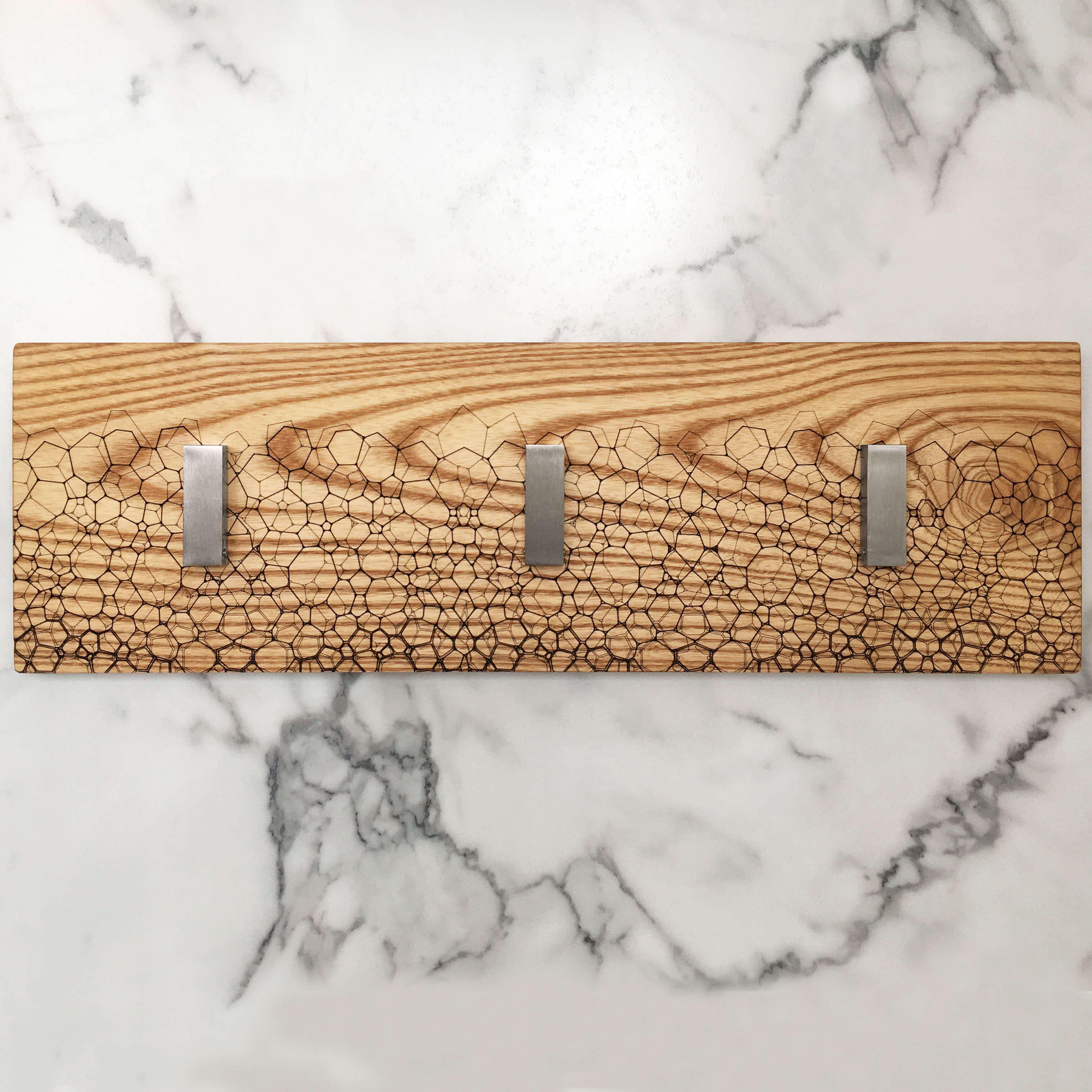 Fractal Coat Hanger in Light Wood - 3 Hooks