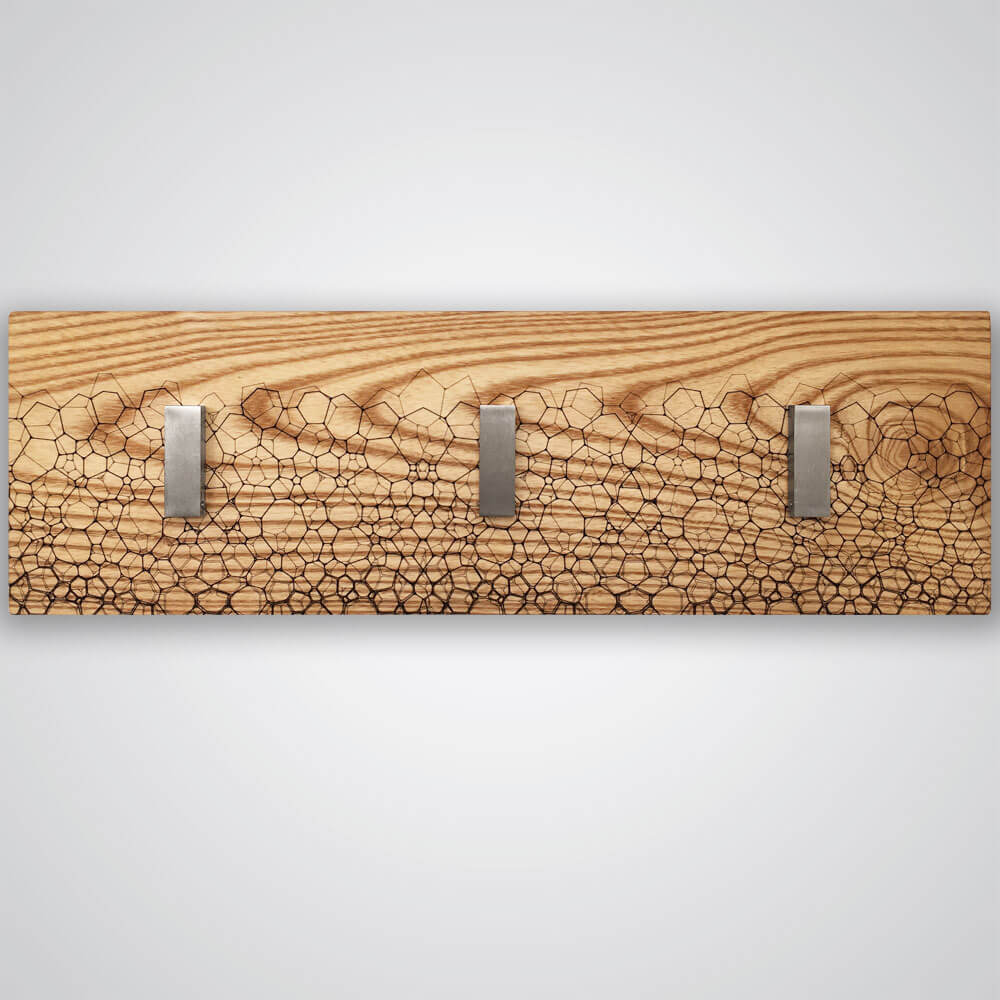 Fractal Coat Hanger in Light Wood - 3 Hooks
