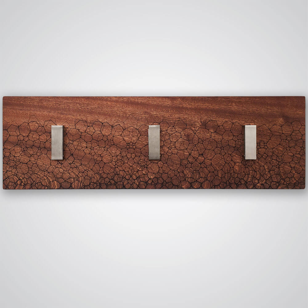 Fractal Coat Hanger in Red Wood - 3 Hooks
