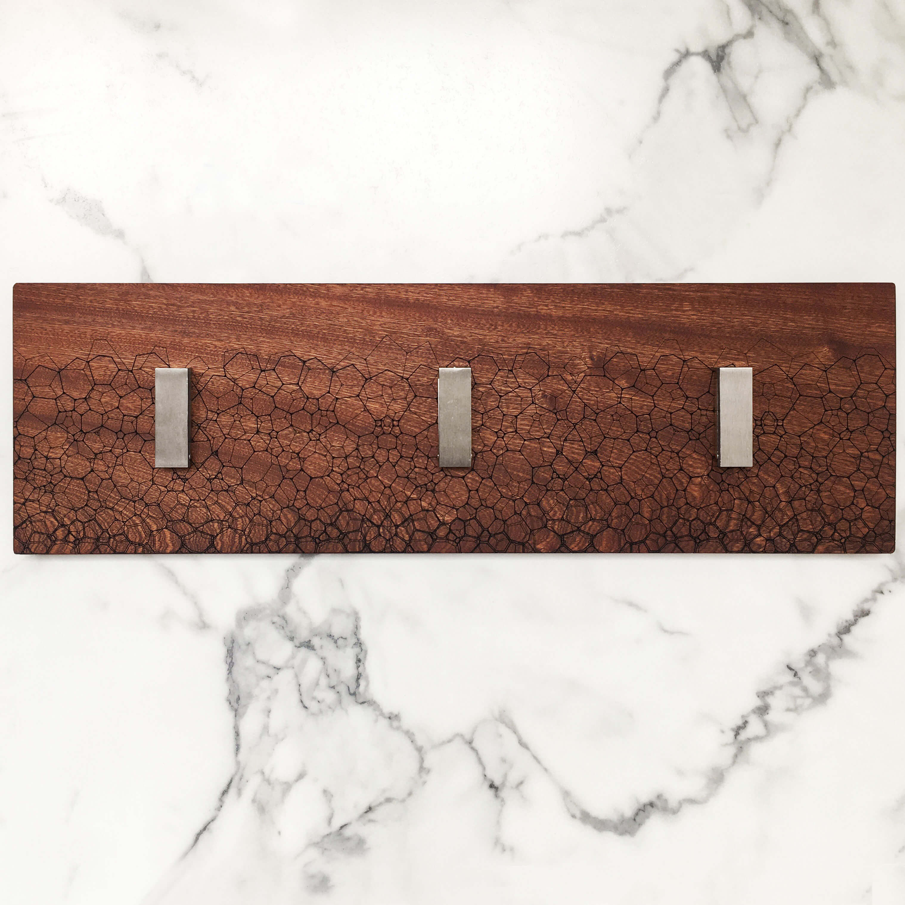 Fractal Coat Hanger in Red Wood - 3 Hooks