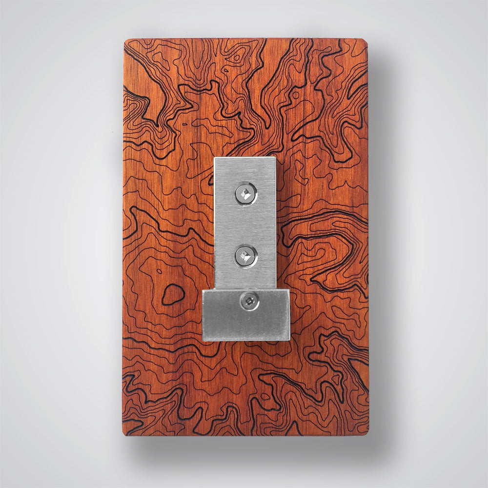 Mt Rainier Topography Coat Hanger in Cherry Wood - 1 Hook