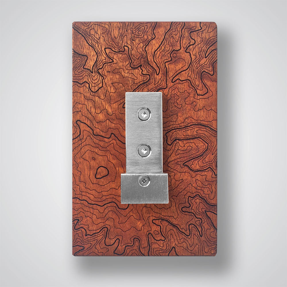 Mt Rainier Topography Coat Hanger in Cherry Wood - 1 Hook