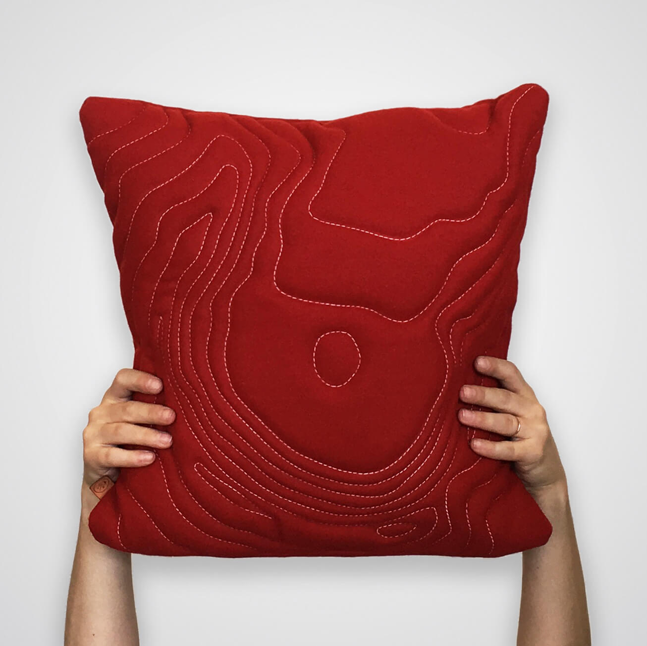 Mt St Helens Topography Pillow - Red